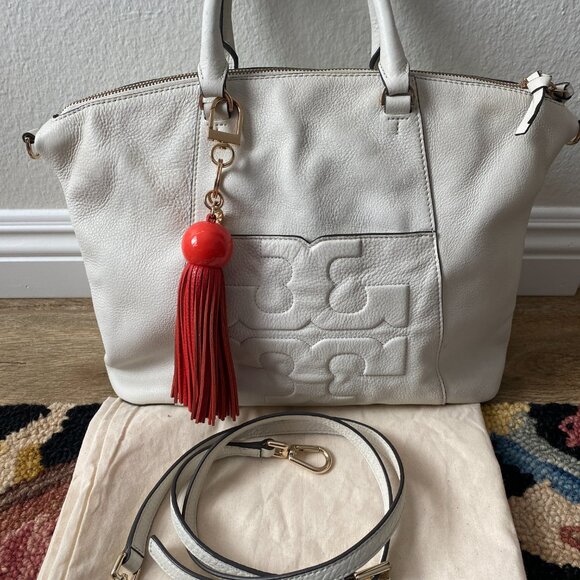 Tory Burch 'Medium Bombe T' Satchel in Soft White - Picture 2 of 12